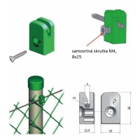 Úchytka napínacího drátu se samořezným šroubem M4, 8x25mm, zelená RAL6005