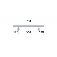 Madlo ø 42.4mm, L-750mm, broušená nerez AISI304