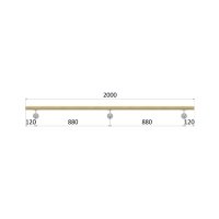 Madlo drevené (2000mm), materiál: buk, brúsený povrch s náterom BORI (bezfarebný), set: 3 ks úchyt, madlo s ukončením