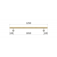 Madlo drevené (1250mm), materiál: buk, brúsený povrch bez náteru, set: 2 ks úchyt, madlo s ukončením