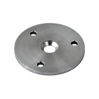 Kotevní deska (ø 100x6 mm) na dřevěný sloup, otvor: ø 25/13 mm, broušená nerez K320 / AISI304