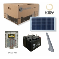 SOLE-KIT Solární KIT pro 24V pohony KEY. KIT obsahuje: 2x baterii, solární panel 30W, řídící jednotku, držák na panel