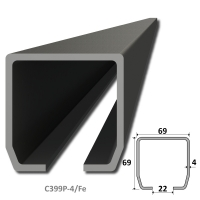 C profil PICOLLO (69x69x4mm) čierny, dĺžka 4m