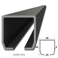 C profil PICOLLO (69x69x4mm) čierny, dĺžka 1m