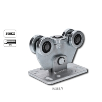 Vozík pro profil C-60x60x4mm samonosného systému posuvné brány, pozinkovaný, 5x ocelové kolečko s ložiskem 6202RS