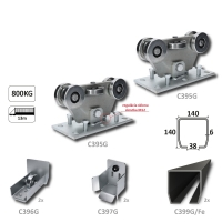 GRANDE-Klasik samonosný systém 140x140x6 mm pro posuvné brány do 800 kg / 13 m otvor (C399G/Fe 2x 6 m černý profil, C395G 2ks, C396G 2ks, C397G 2ks), běžný provoz