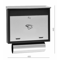 Poštovní schránka (400x440x100 mm) nerez / černá, max. formát listu: C4, leštěná nerez AISI430