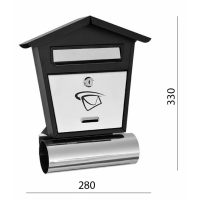 Schránka poštovní (280x330x50mm) nerez/černá, max. 1 formát listu: B6, leštěná nerez /AISI430