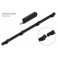 Hřeben nylon-kov L-1000 mm, 26x 19mm, 400 kg 4x úchyt se šroubky, Fe jádro 6x10mm